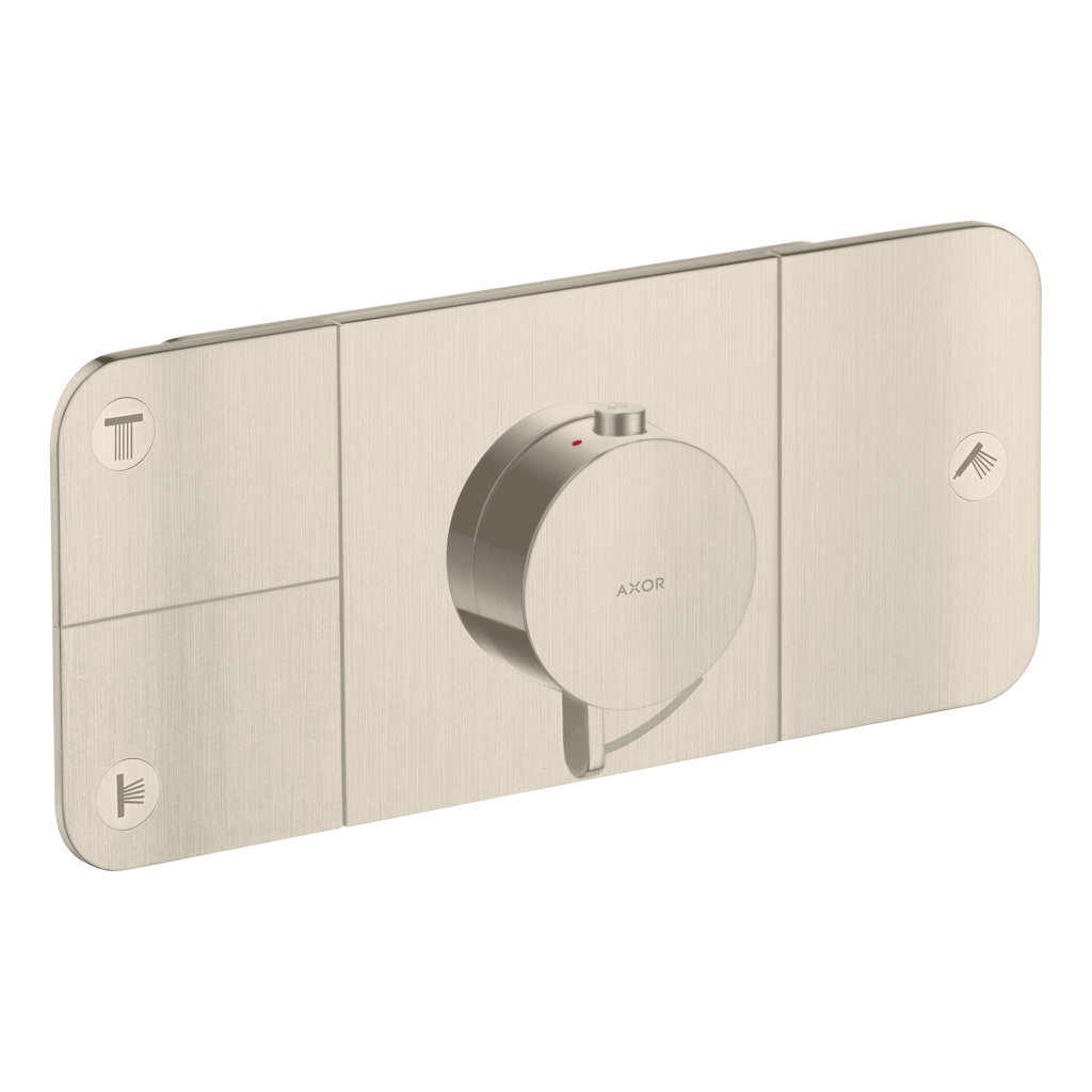 AXOR One Concealed Shower Thermostat with 3 Outlets from Brandt in Brushed Nickel finish