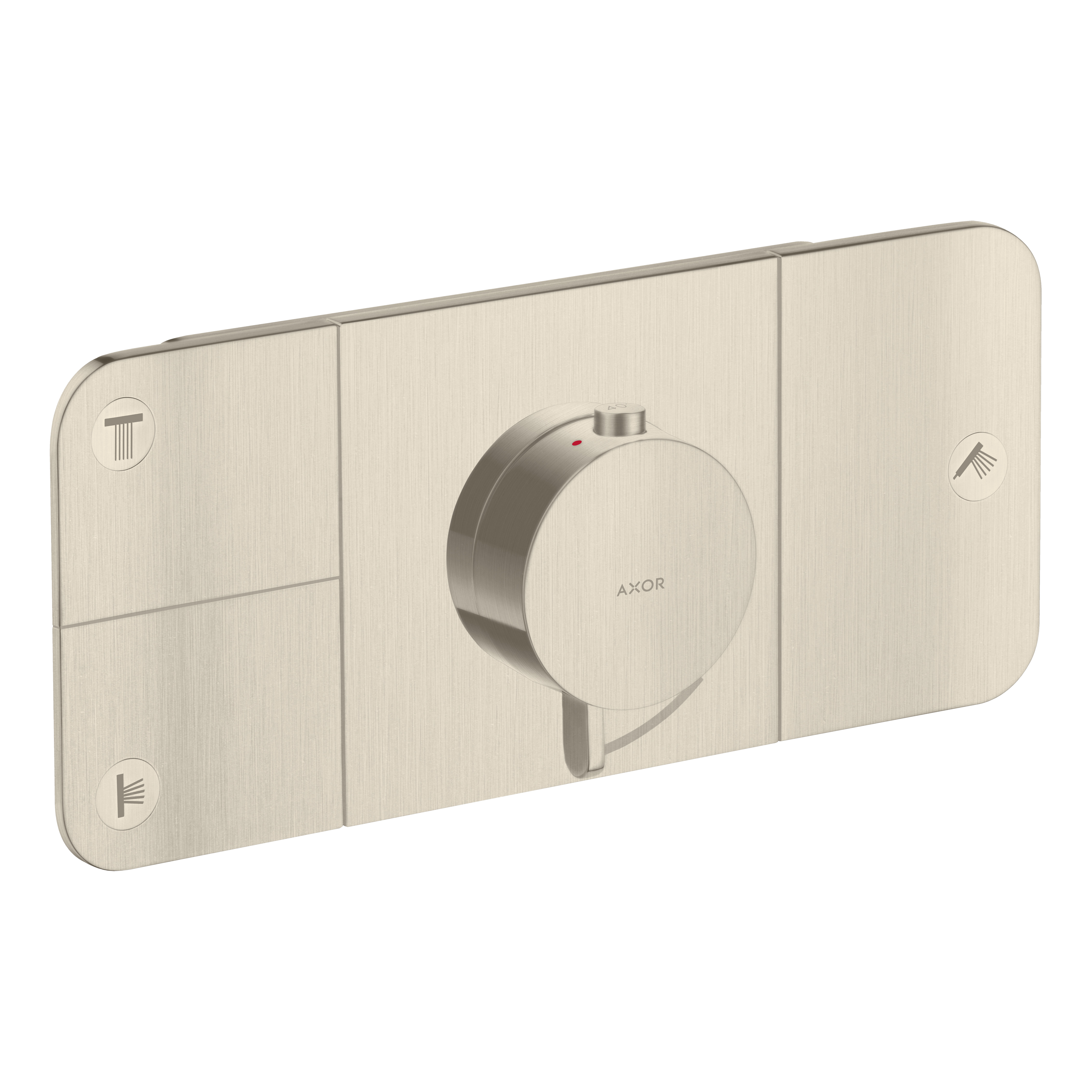 AXOR One Concealed Shower Thermostat with 3 Outlets from Brandt in Brushed Nickel finish