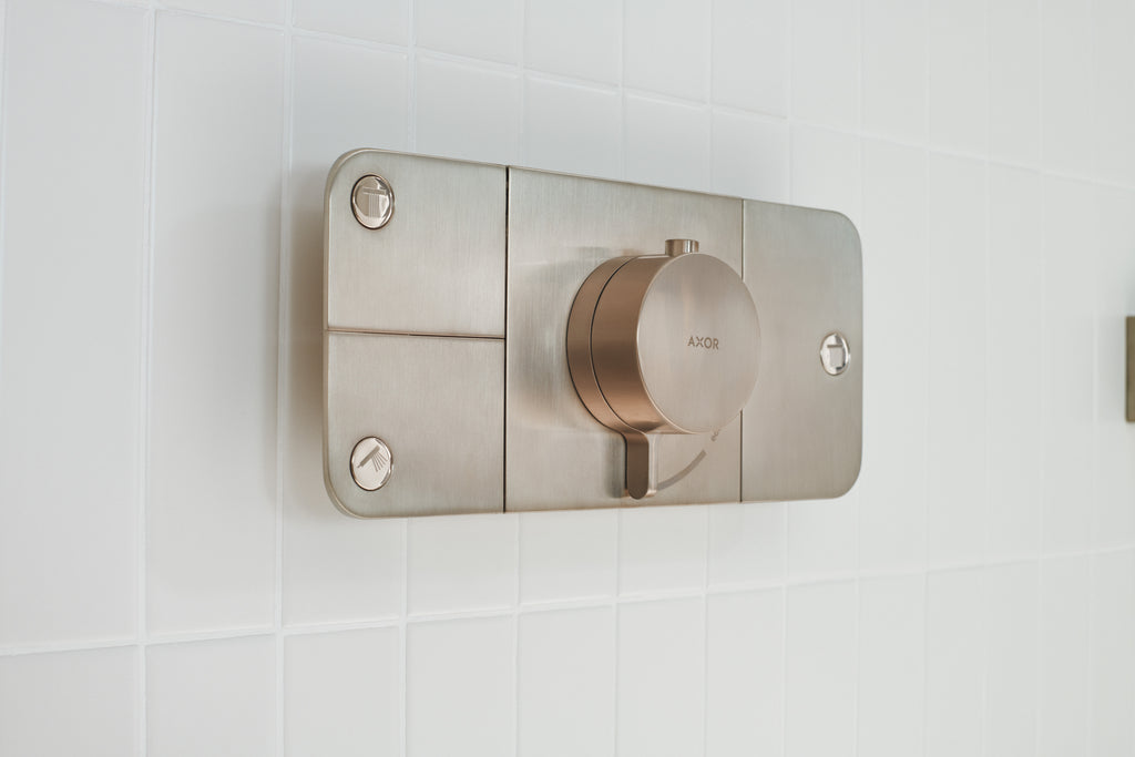 AXOR One Concealed Shower Thermostat with 3 Outlets from Brandt in Brushed Nickel finish