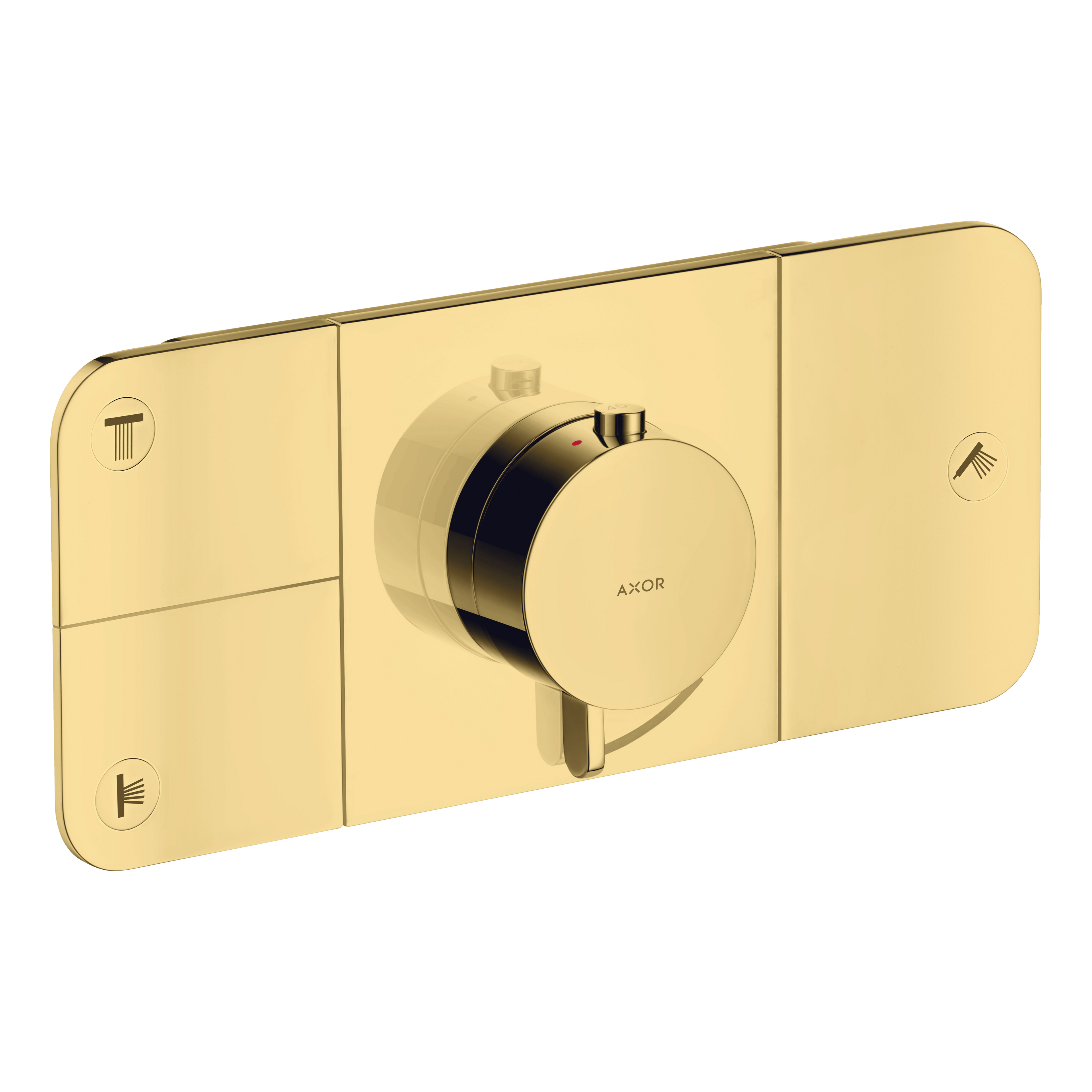 AXOR One Concealed Shower Thermostat with 3 Outlets from Brandt in Polished Gold Optic finish