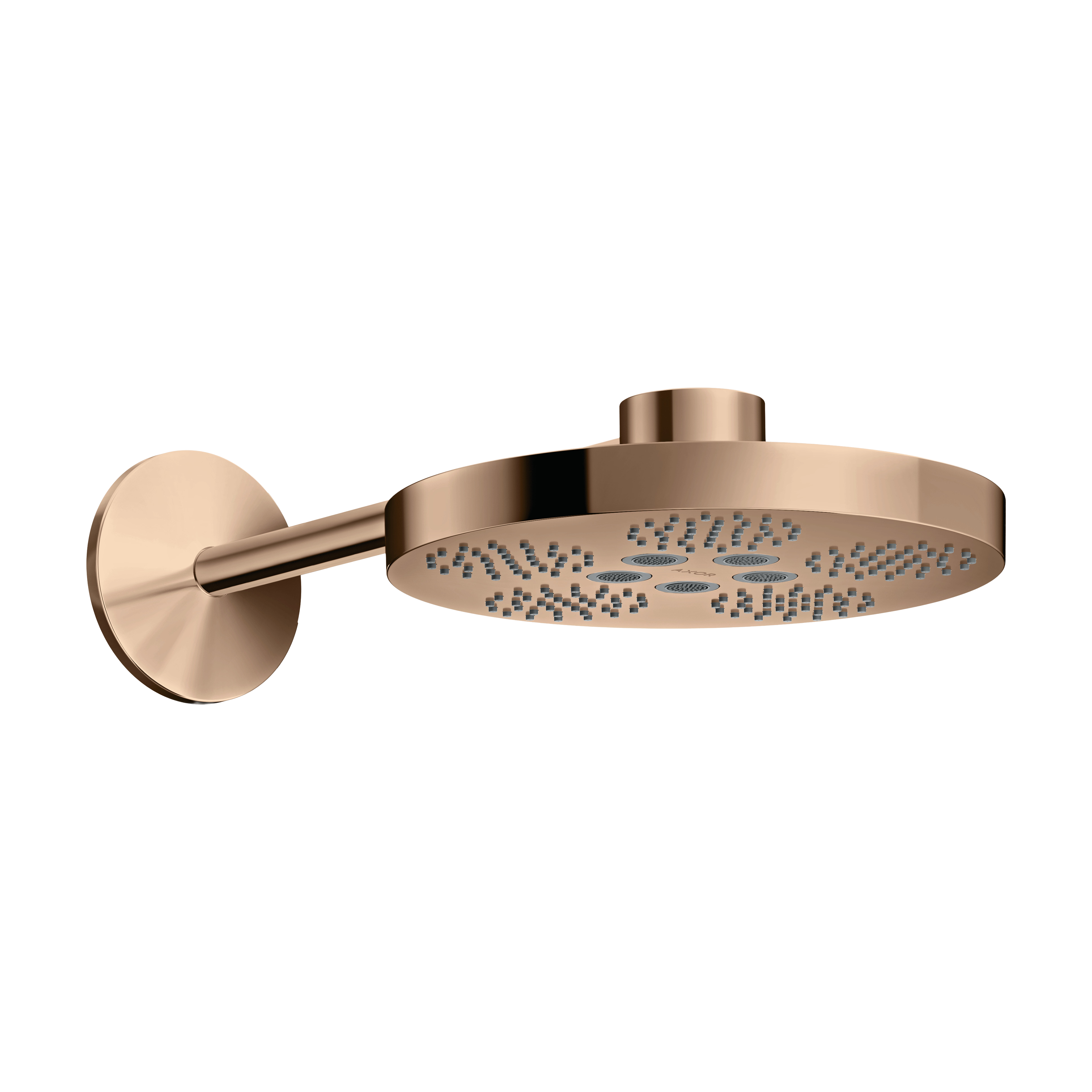 AXOR One Overhead Shower 280 2jet with Shower Arm from Brandt in Polished Red Gold finish