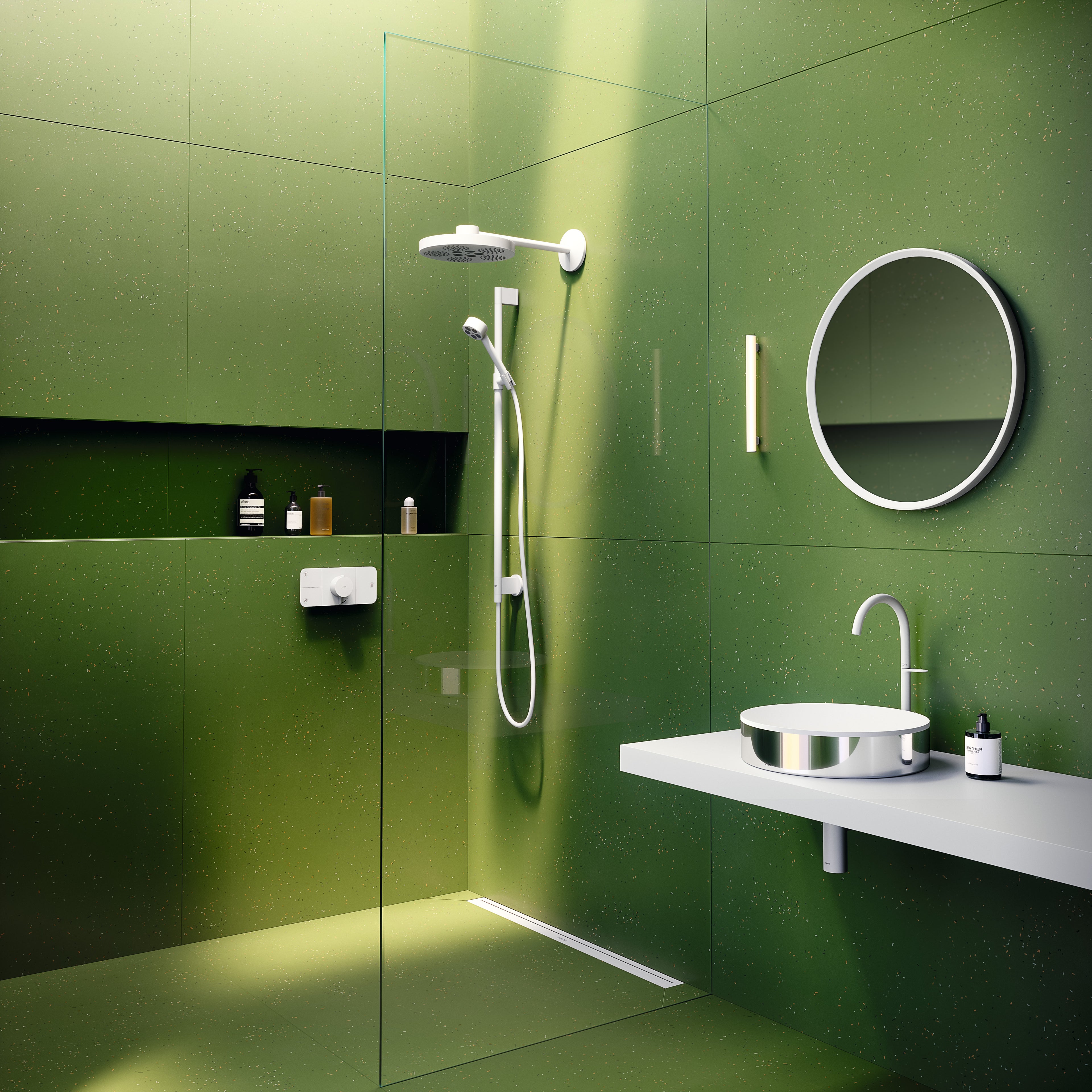 AXOR One Shower Set 75 1jet EcoSmart with Wall Connection from Brandt in Matt White finish