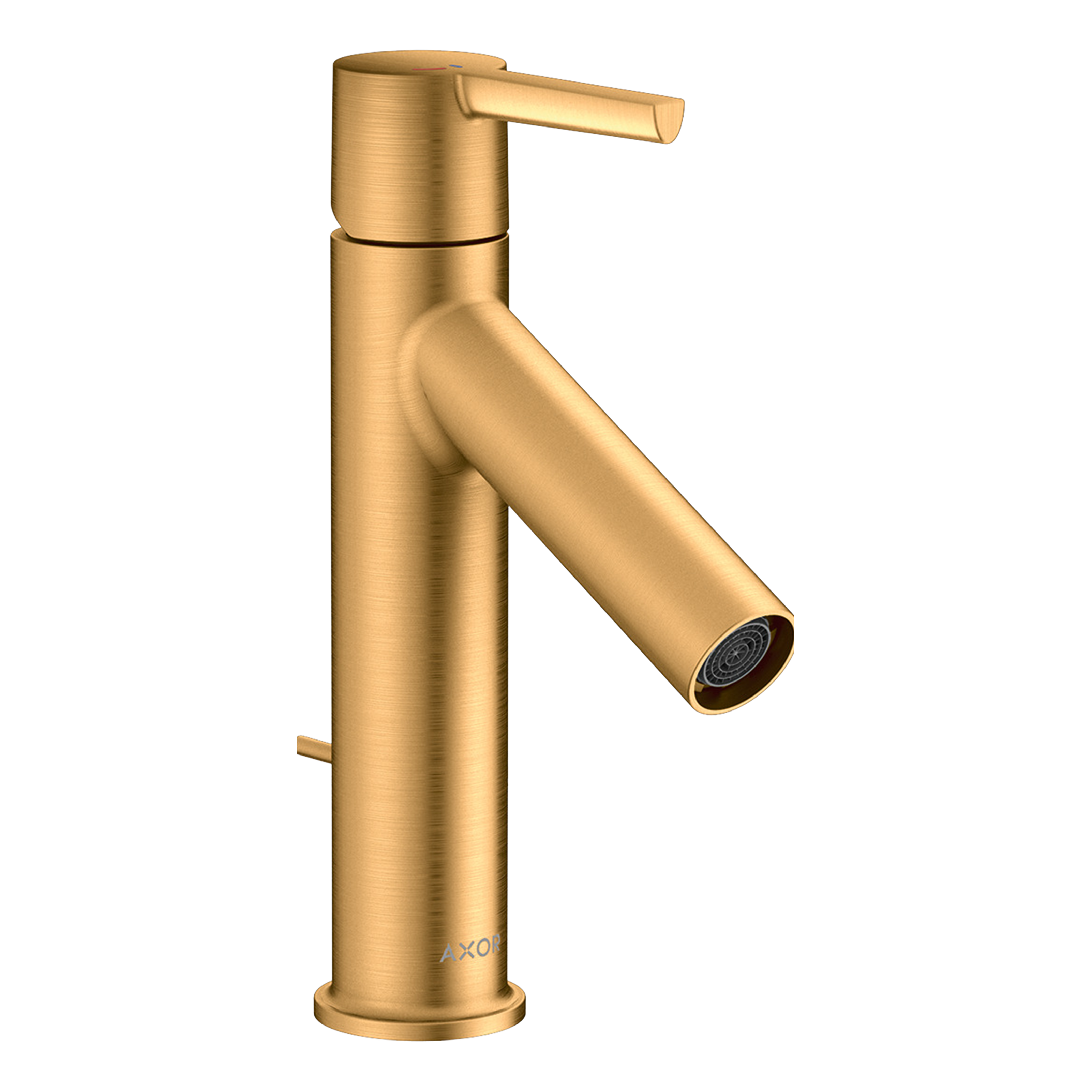 AXOR Starck Single Lever Handle Basin Mixer Faucet 100 with CoolStart and Pop-Up Waste Set from Brandt in Brushed Gold Optic finish
