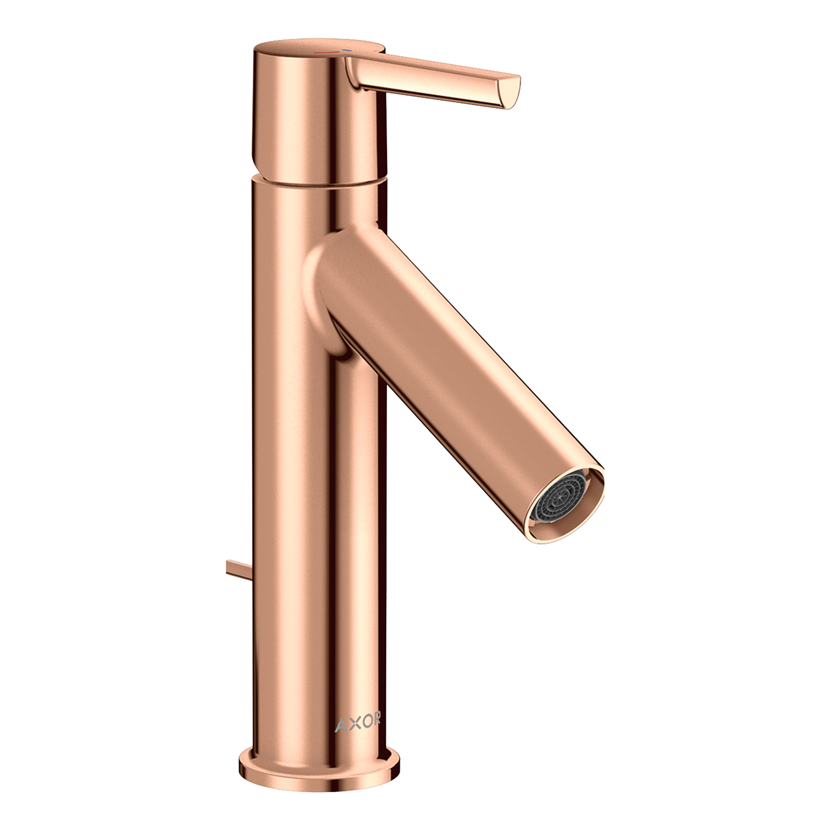 AXOR Starck Single Lever Handle Basin Mixer Faucet 100 with CoolStart and Pop-Up Waste Set from Brandt in Polished Red Gold finish