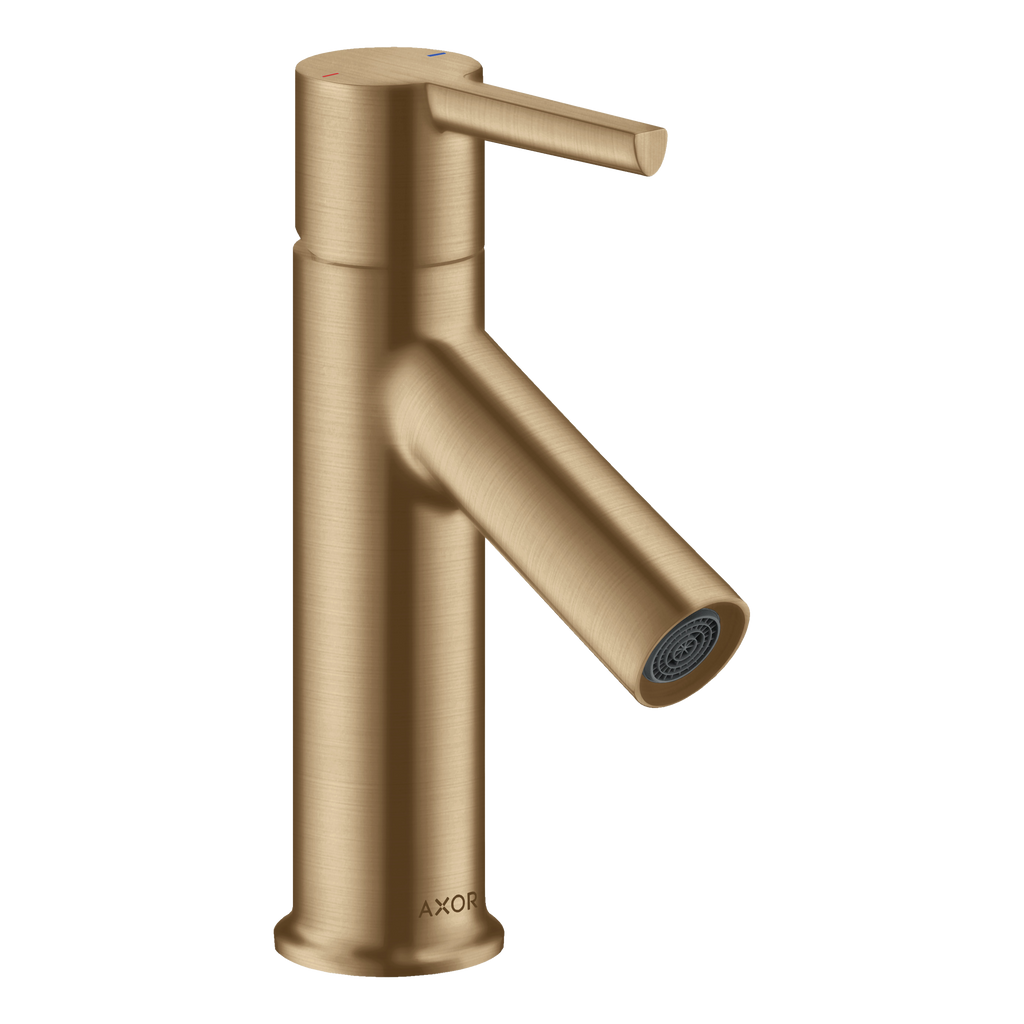 AXOR Starck Single Lever Handle Basin Mixer Faucet 80 with Pop-Up Waste Set from Brandt in Brushed Bronze finish