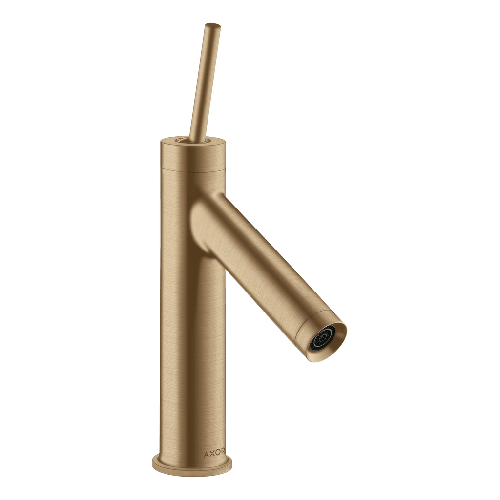 AXOR Starck Single Pin Handle Basin Mixer Faucet 90 with Open Waste Set from Brandt in Brushed Bronze finish