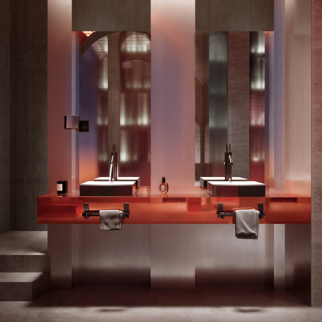 AXOR Starck Single Pin Handle Basin Mixer Faucet 250 with Open Waste Set from Brandt in Polished Black Chrome finish