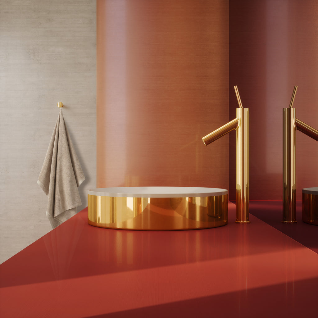 AXOR Starck Single Pin Handle Basin Mixer Faucet 250 with Open Waste Set from Brandt in Polished Gold Optic finish