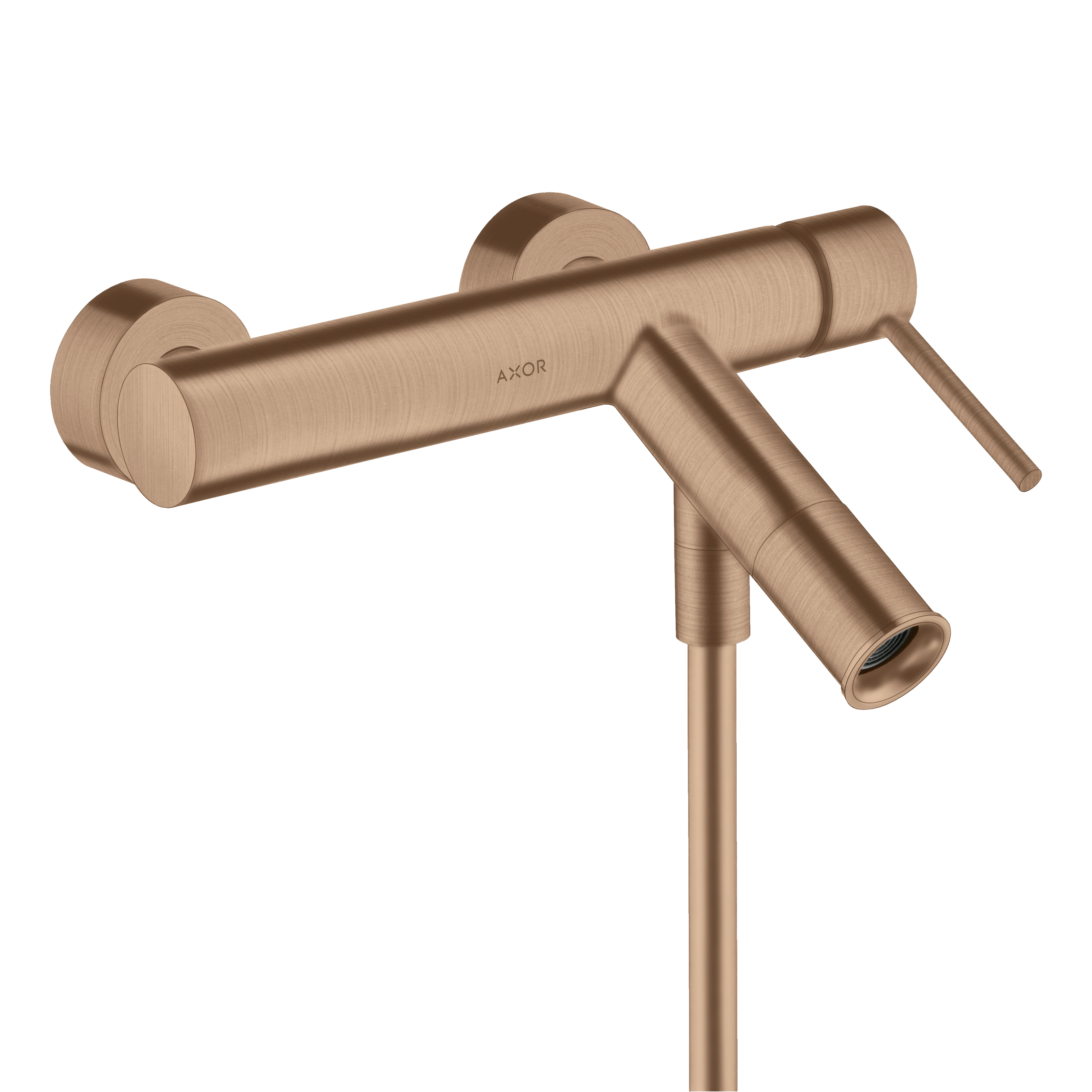 AXOR Starck Single Pin Handle Bath & Shower Mixer Faucet from Brandt in Brushed Red Gold finish