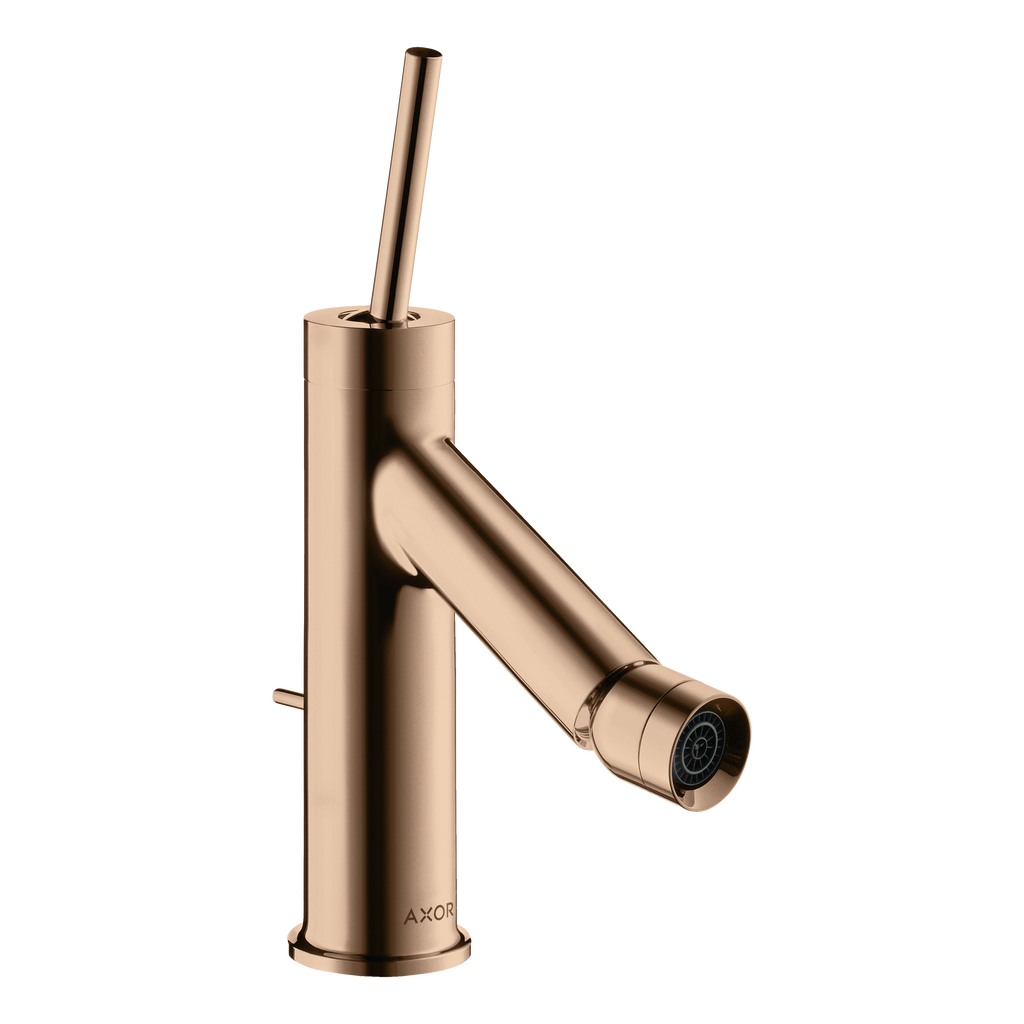 AXOR Starck Single Pin Handle Bidet Mixer Faucet with Pop-Up Waste Set from Brandt in Polished Red Gold finish