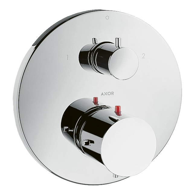 AXOR Starck Concealed Bath & Shower Thermostat with Shut-Off Diverter Valve from Brandt in Chrome finish