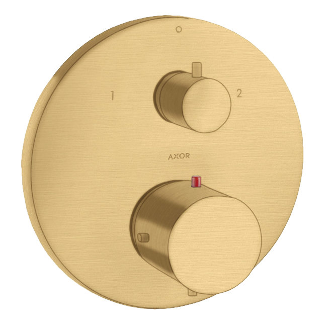 AXOR Starck Concealed Bath & Shower Thermostat with Shut-Off Diverter Valve from Brandt in Brushed Gold Optic finish