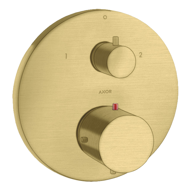 AXOR Starck Concealed Bath & Shower Thermostat with Shut-Off Diverter Valve from Brandt in Brushed Brass finish