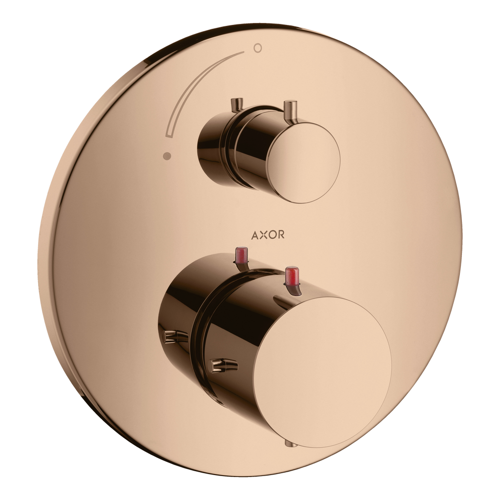 AXOR Starck Concealed Shower Thermostat with Shut-Off Valve from Brandt in Polished Red Gold finish