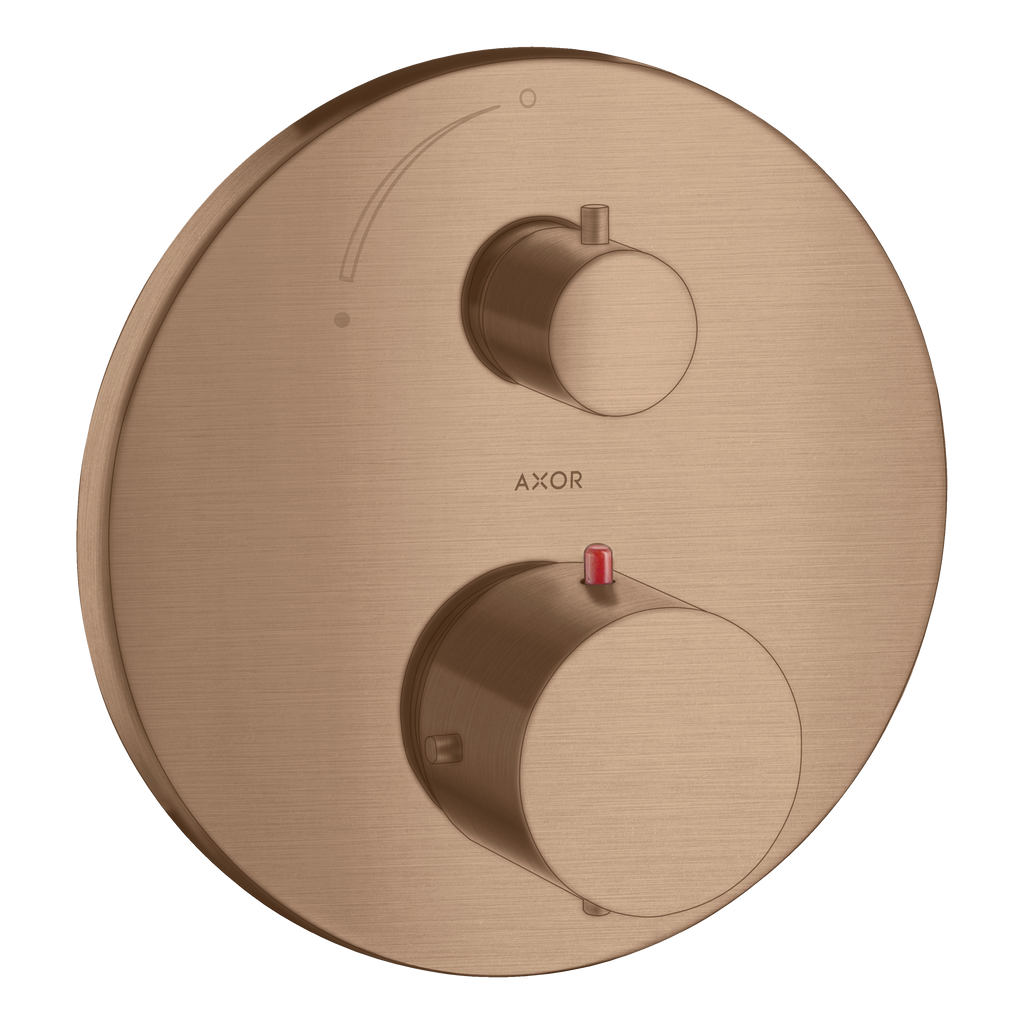 AXOR Starck Concealed Shower Thermostat with Shut-Off Valve from Brandt in Brushed Red Gold finish