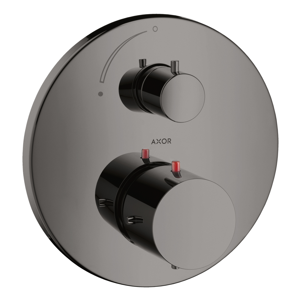 AXOR Starck Concealed Shower Thermostat with Shut-Off Valve from Brandt in Polished Black Chrome finish