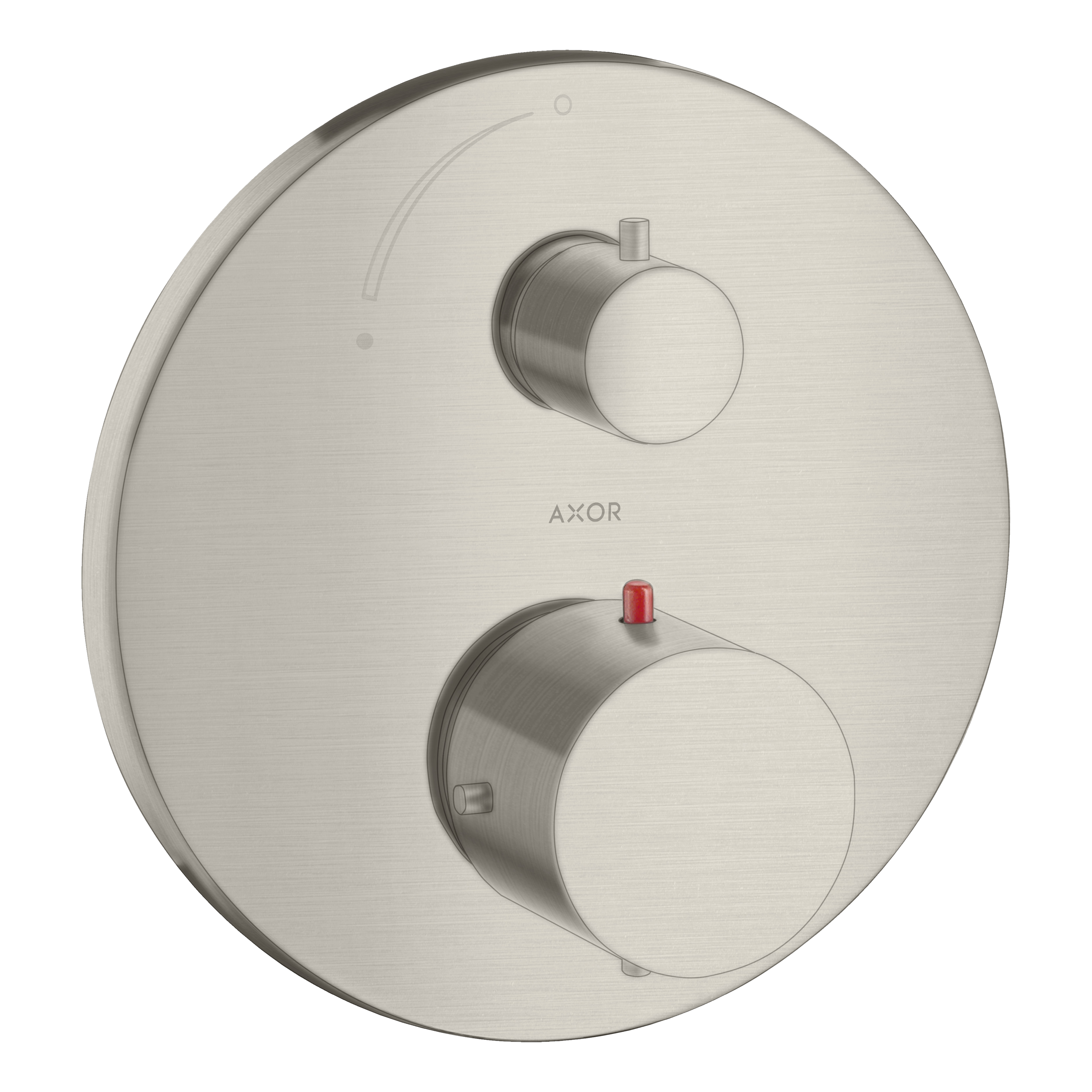 AXOR Starck Concealed Shower Thermostat with Shut-Off Valve from Brandt in Stainless Steel Optic finish