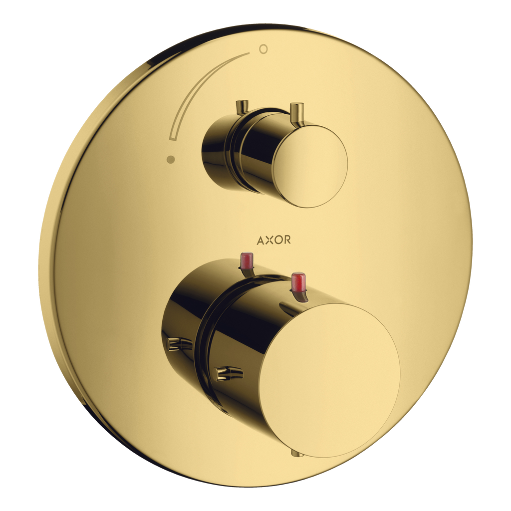 AXOR Starck Concealed Shower Thermostat with Shut-Off Valve from Brandt in Polished Gold Optic finish