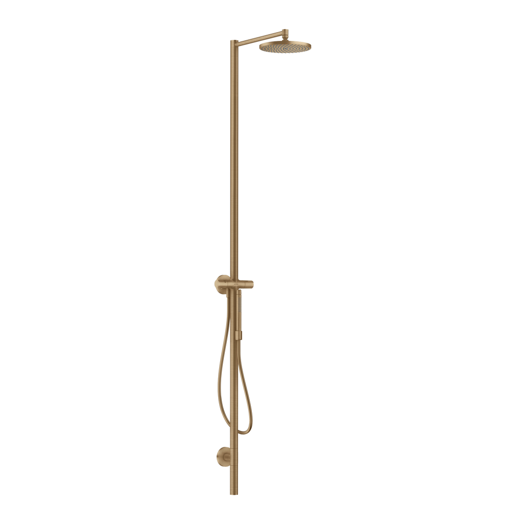AXOR Starck Nature Outdoor Shower Column with Overhead Shower 240 1jet from Brandt in Brushed Bronze finish