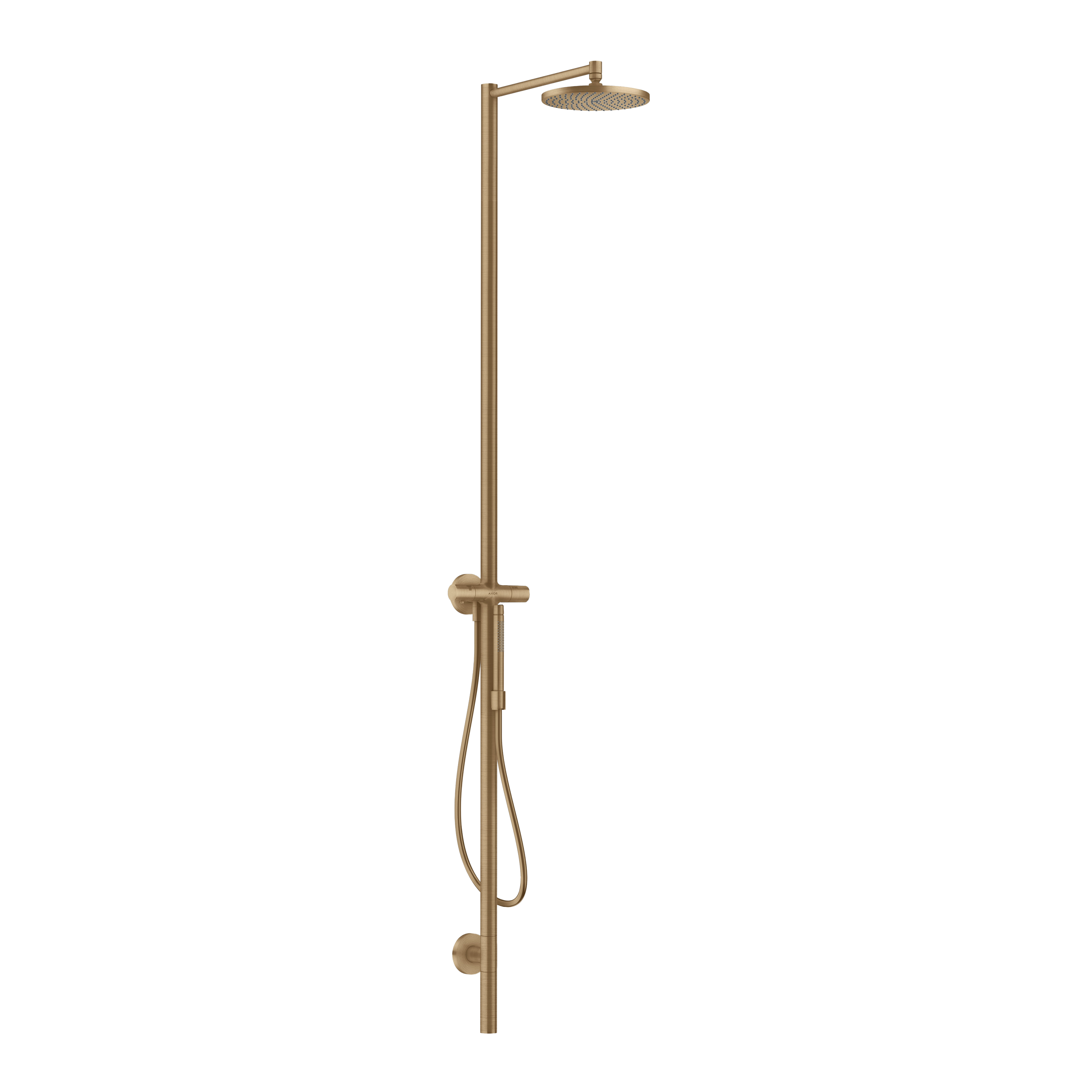 AXOR Starck Nature Outdoor Shower Column with Overhead Shower 240 1jet from Brandt in Brushed Bronze finish