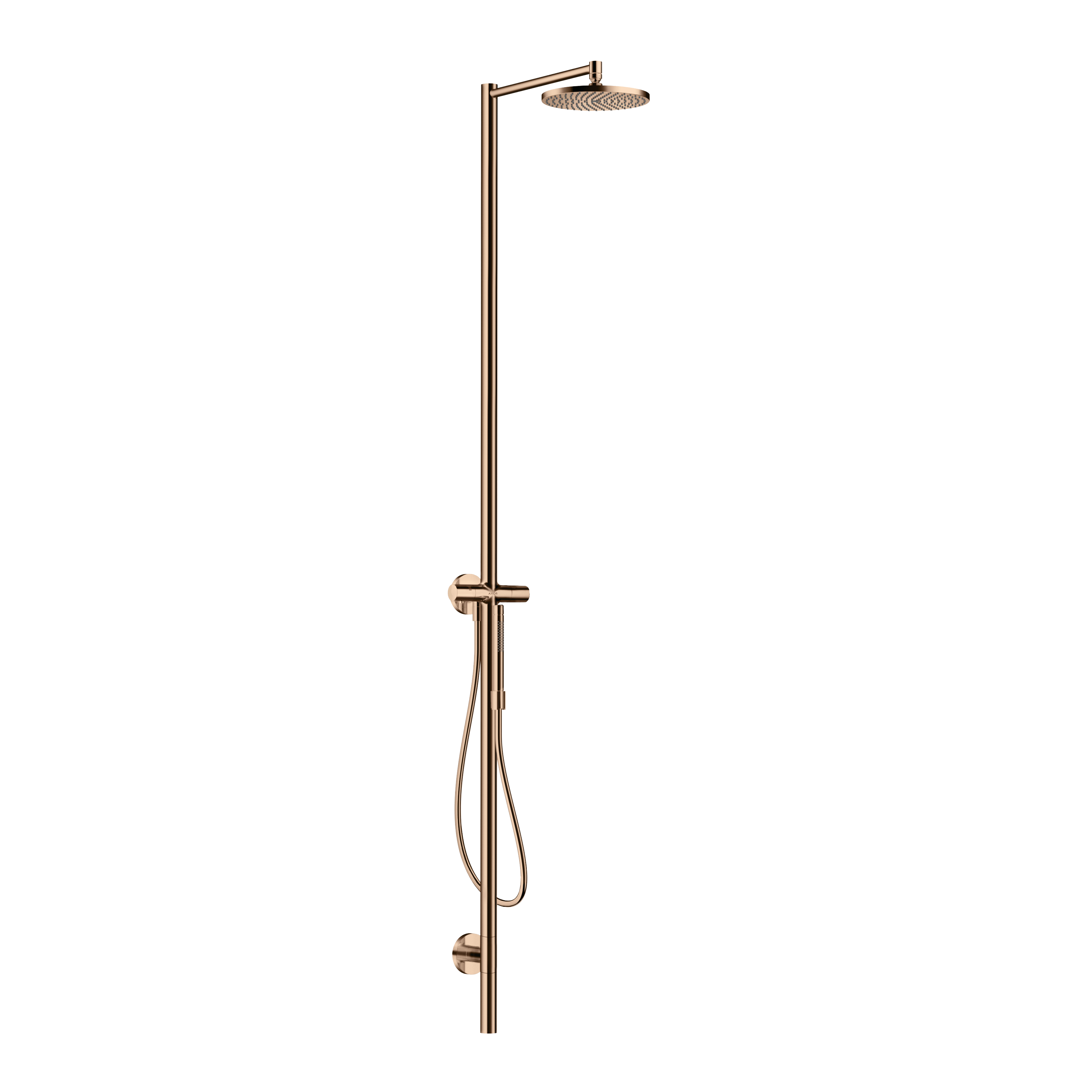 AXOR Starck Nature Outdoor Shower Column with Overhead Shower 240 1jet from Brandt in Polished Red Gold finish