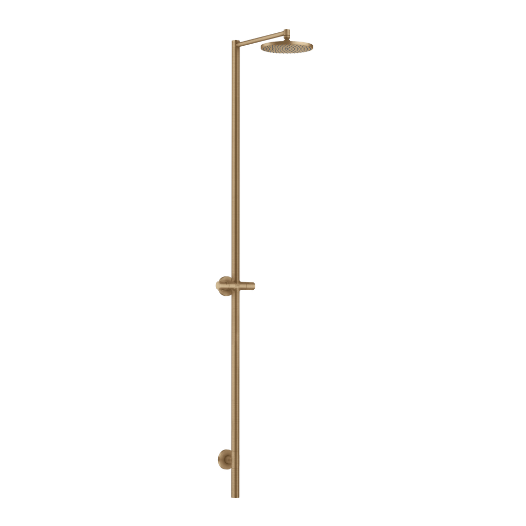 AXOR Starck Nature Outdoor Shower Column with Overhead Shower 240 1jet without Hand Shower from Brandt in Brushed Bronze finish