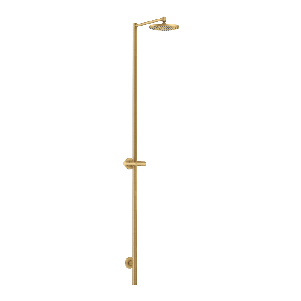 AXOR Starck Nature Outdoor Shower Column with Overhead Shower 240 1jet without Hand Shower from Brandt in Brushed Gold Optic finish
