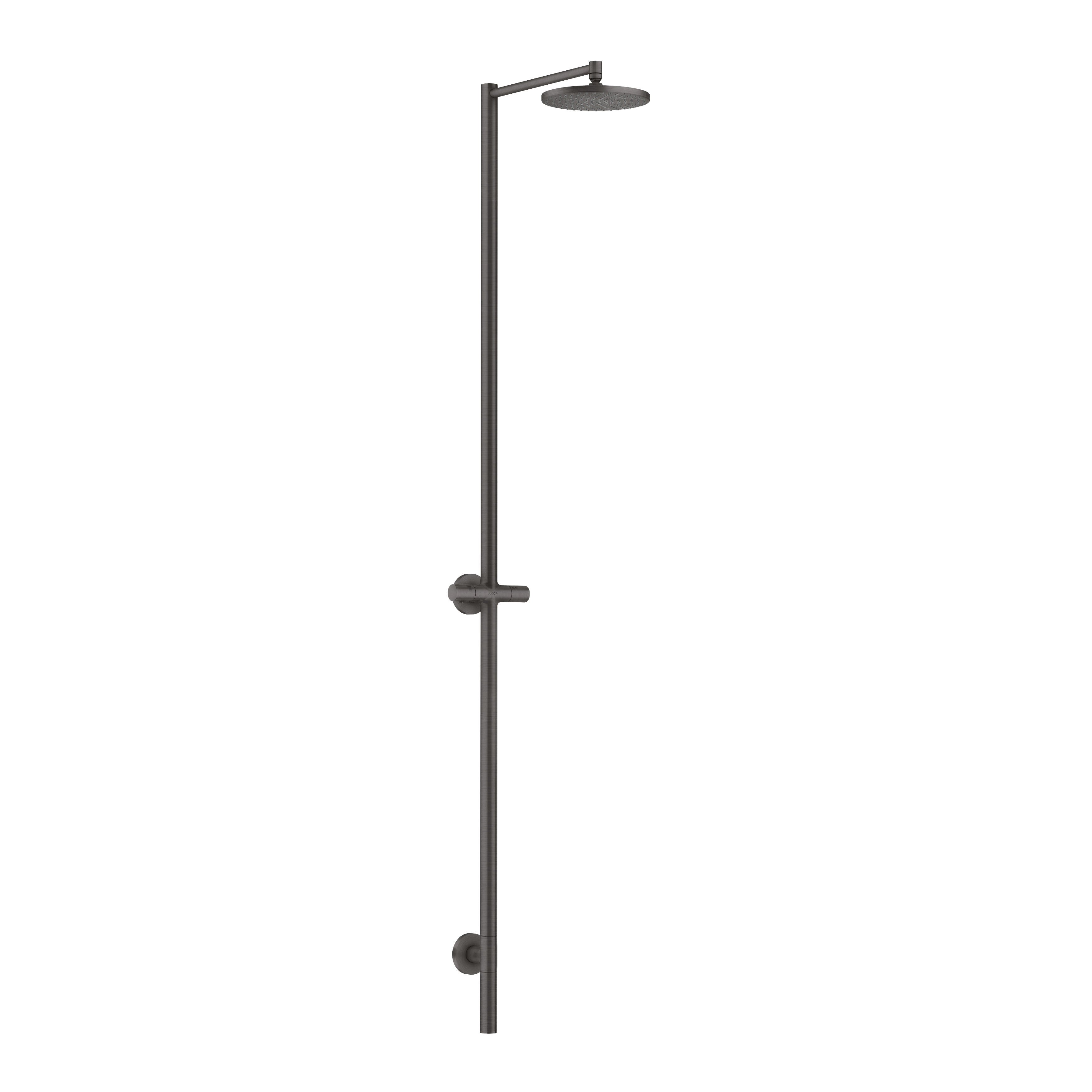 AXOR Starck Nature Outdoor Shower Column with Overhead Shower 240 1jet without Hand Shower from Brandt in Brushed Black Chrome finish