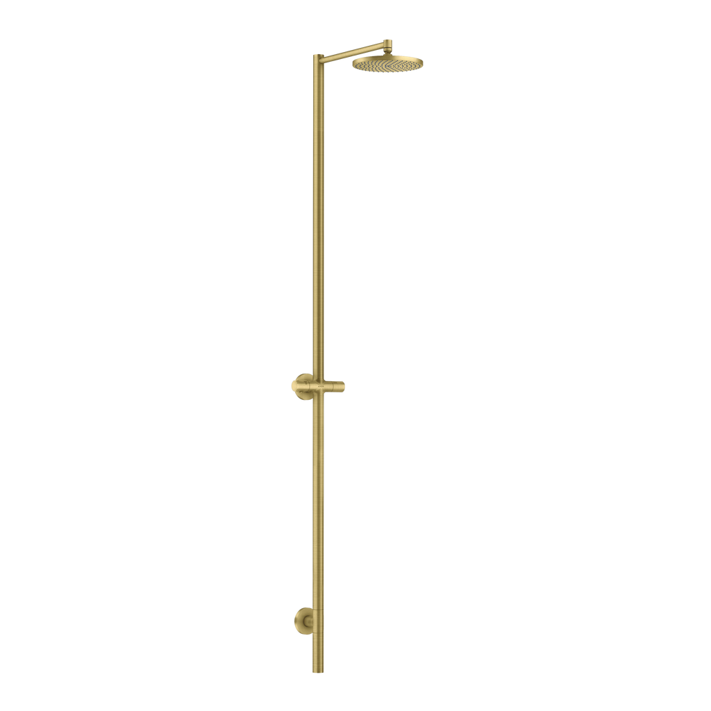 AXOR Starck Nature Outdoor Shower Column with Overhead Shower 240 1jet without Hand Shower from Brandt in Brushed Brass finish