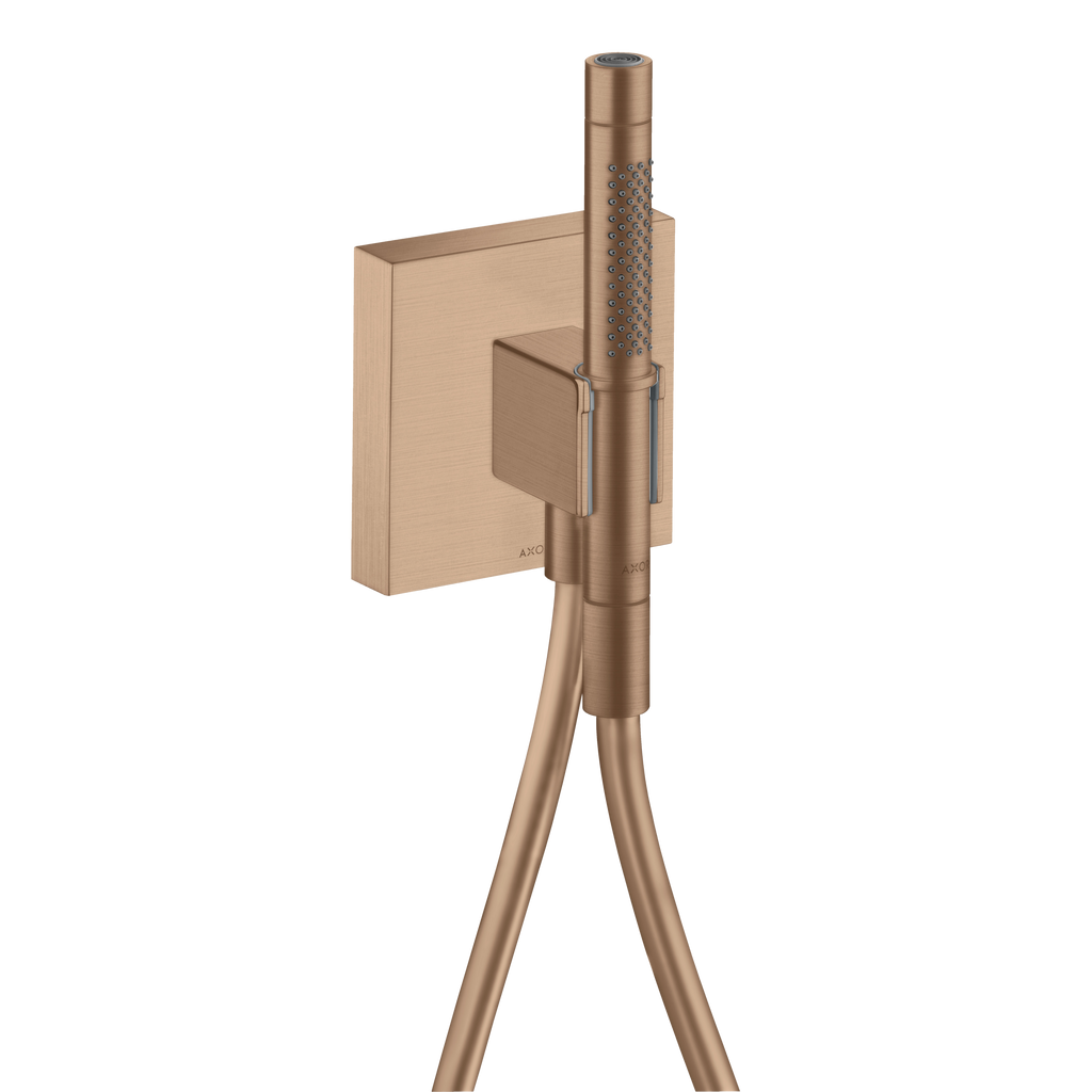 AXOR Starck Porter Unit 120/120 with Baton Hand Shower 2jet and Shower Hose from Brandt in Brushed Red Gold finish