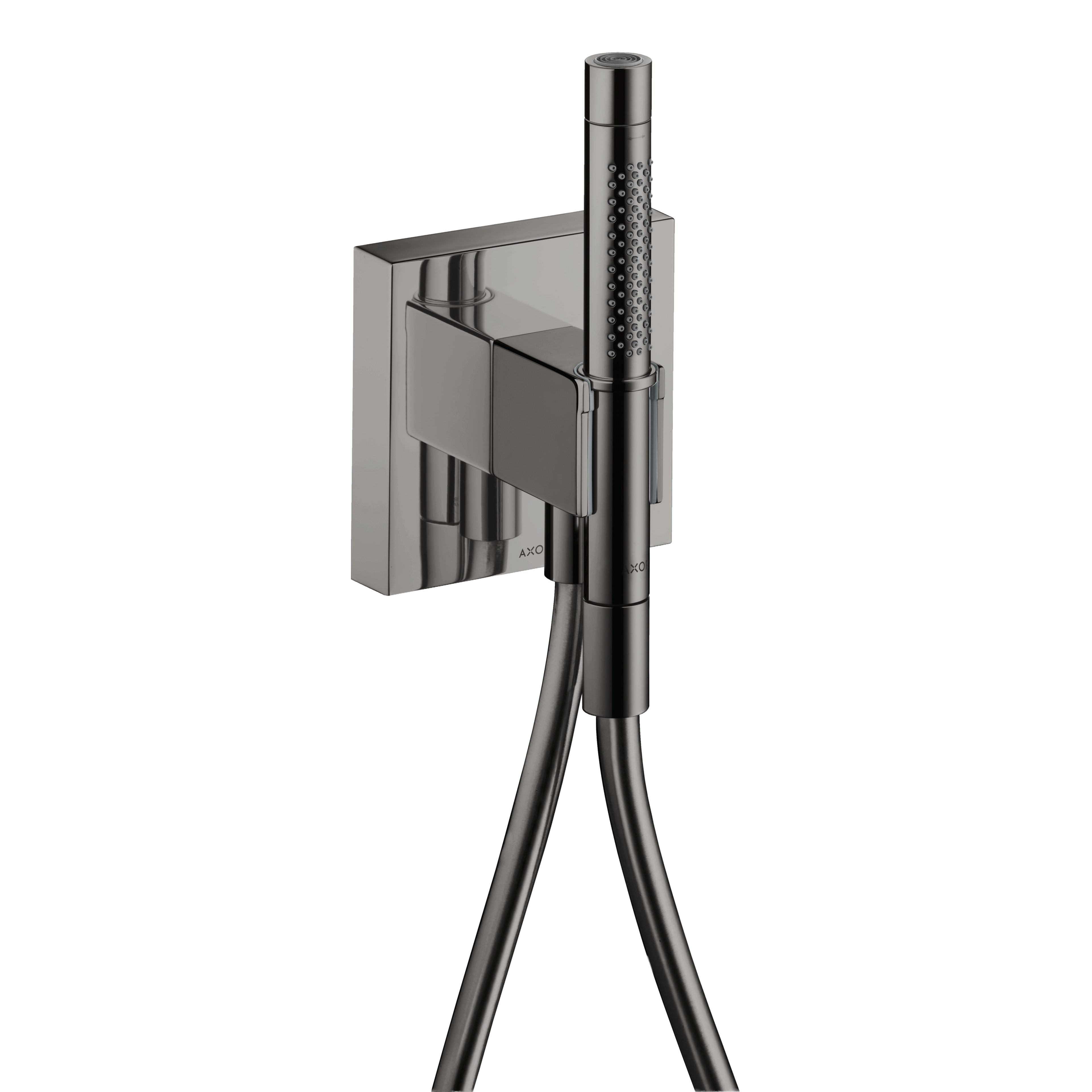 AXOR Starck Porter Unit 120/120 with Baton Hand Shower 2jet and Shower Hose from Brandt in Polished Black Chrome finish