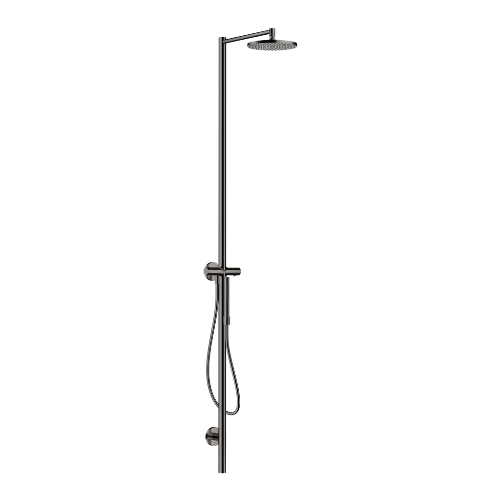 AXOR Starck Shower Column with Thermostat and Overhead Shower 240 1jet from Brandt in Polished Black Chrome finish