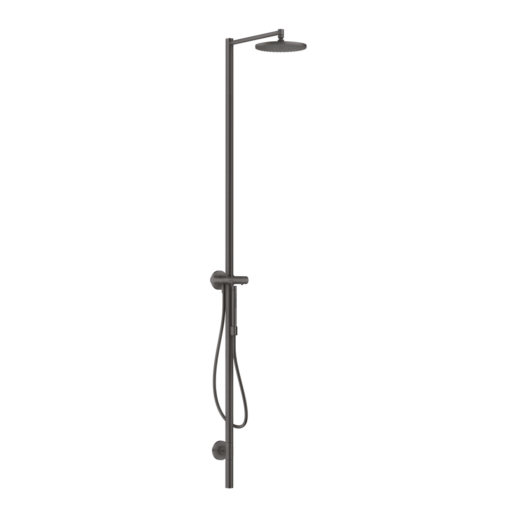 AXOR Starck Shower Column with Thermostat and Overhead Shower 240 1jet from Brandt in Brushed Black Chrome finish