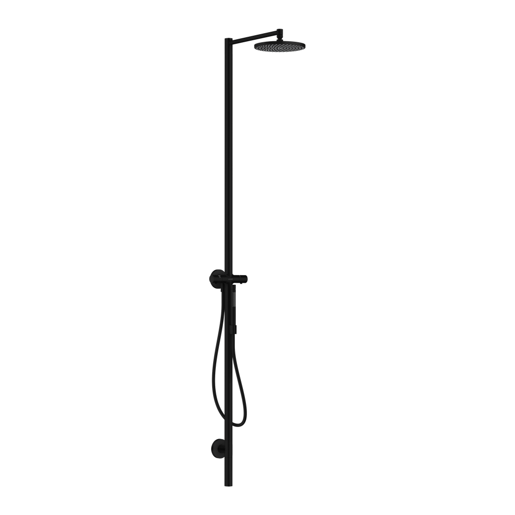 AXOR Starck Shower Column with Thermostat and Overhead Shower 240 1jet from Brandt in Matt Black finish