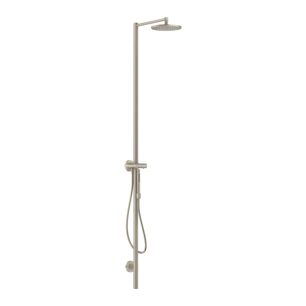 AXOR Starck Shower Column with Thermostat and Overhead Shower 240 1jet from Brandt in Brushed Nickel finish