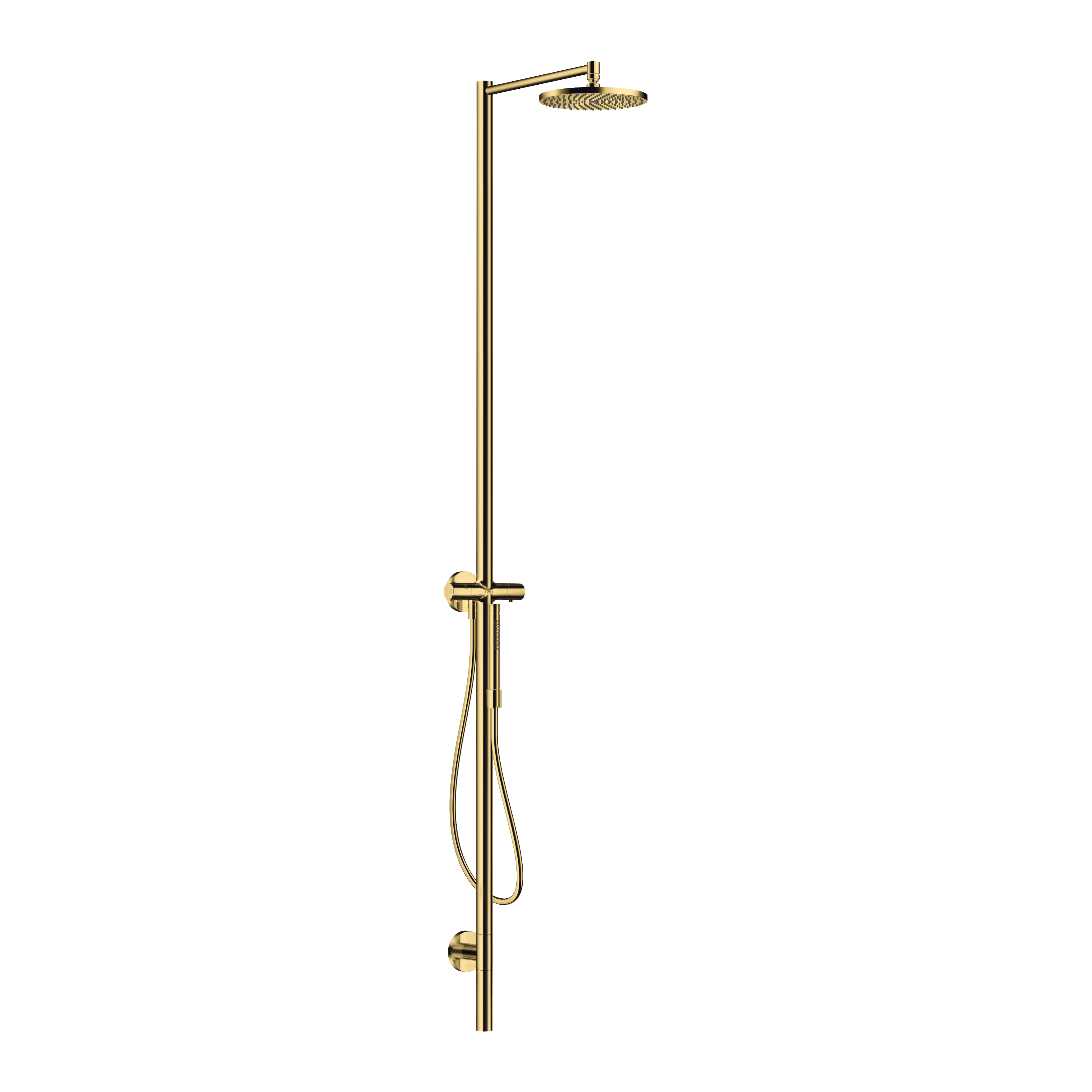AXOR Starck Shower Column with Thermostat and Overhead Shower 240 1jet from Brandt in Polished Gold Optic finish