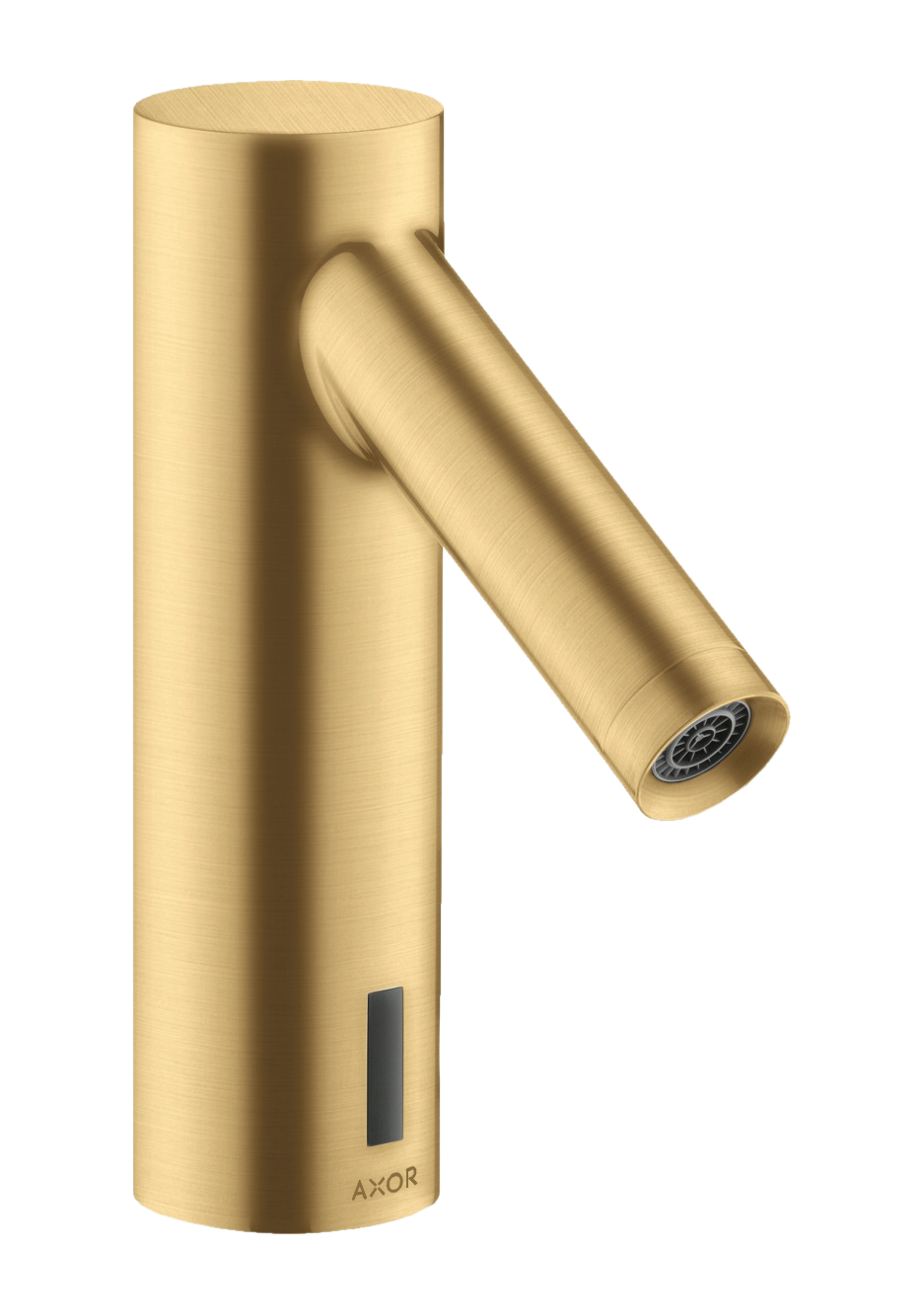 AXOR Starck Touchless Battery Operated Basin Mixer Faucet with Pre-Adjusted Temperature from Brandt in Brushed Gold Optic finish
